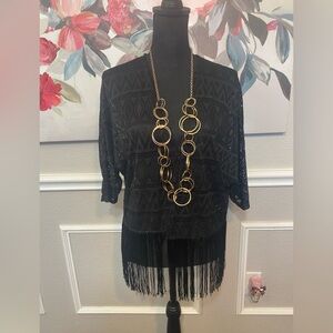 Cato Black Fringe Cardigan